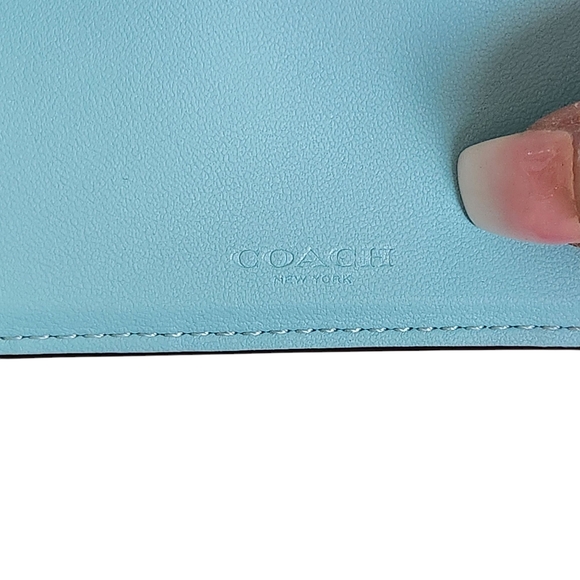 Coach Micro Snap Wallet Leather SOFT GREEN TURQUOISE CP260 Authentic - Picture 6 of 10